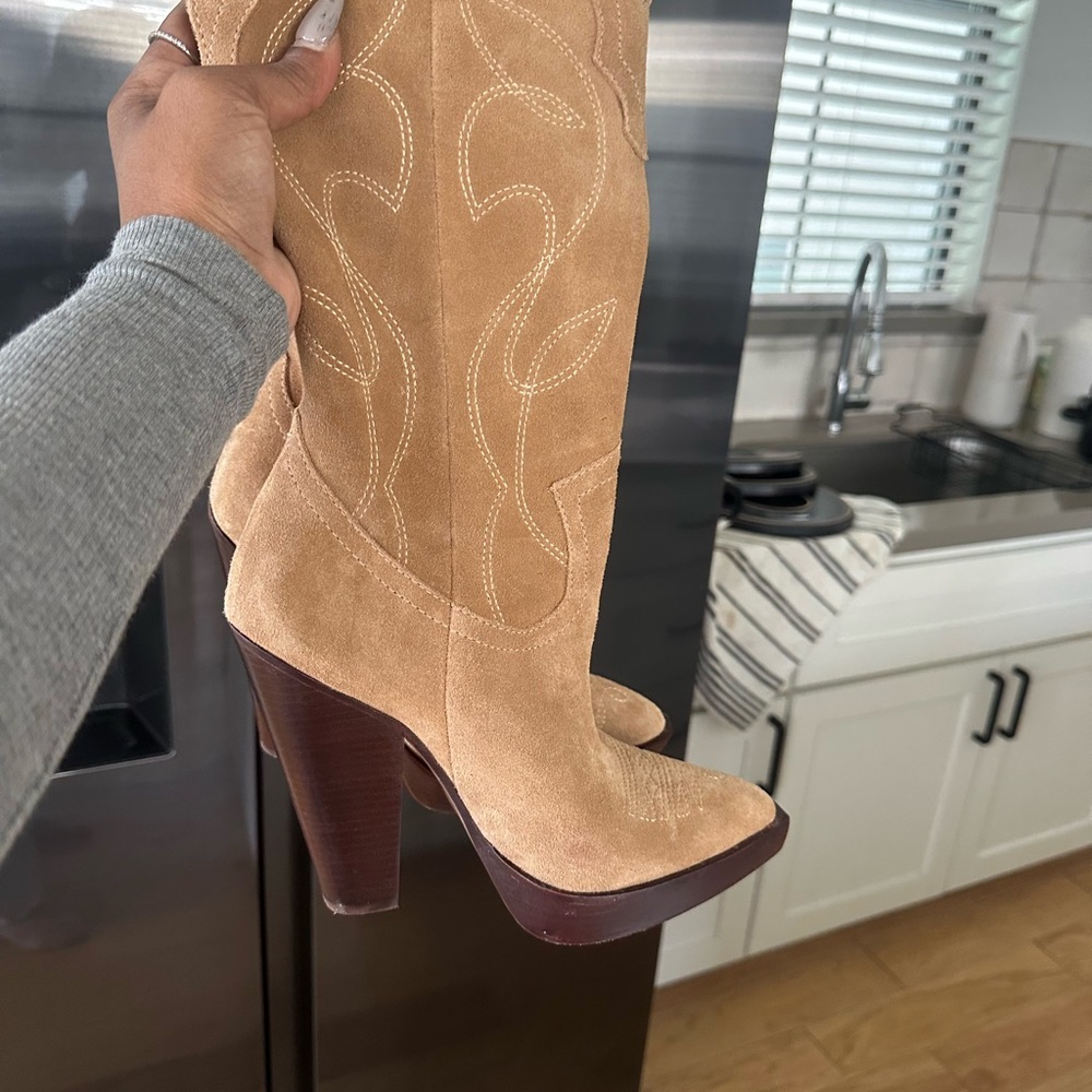 SCHUTZ Tan Suede Heeled Boots